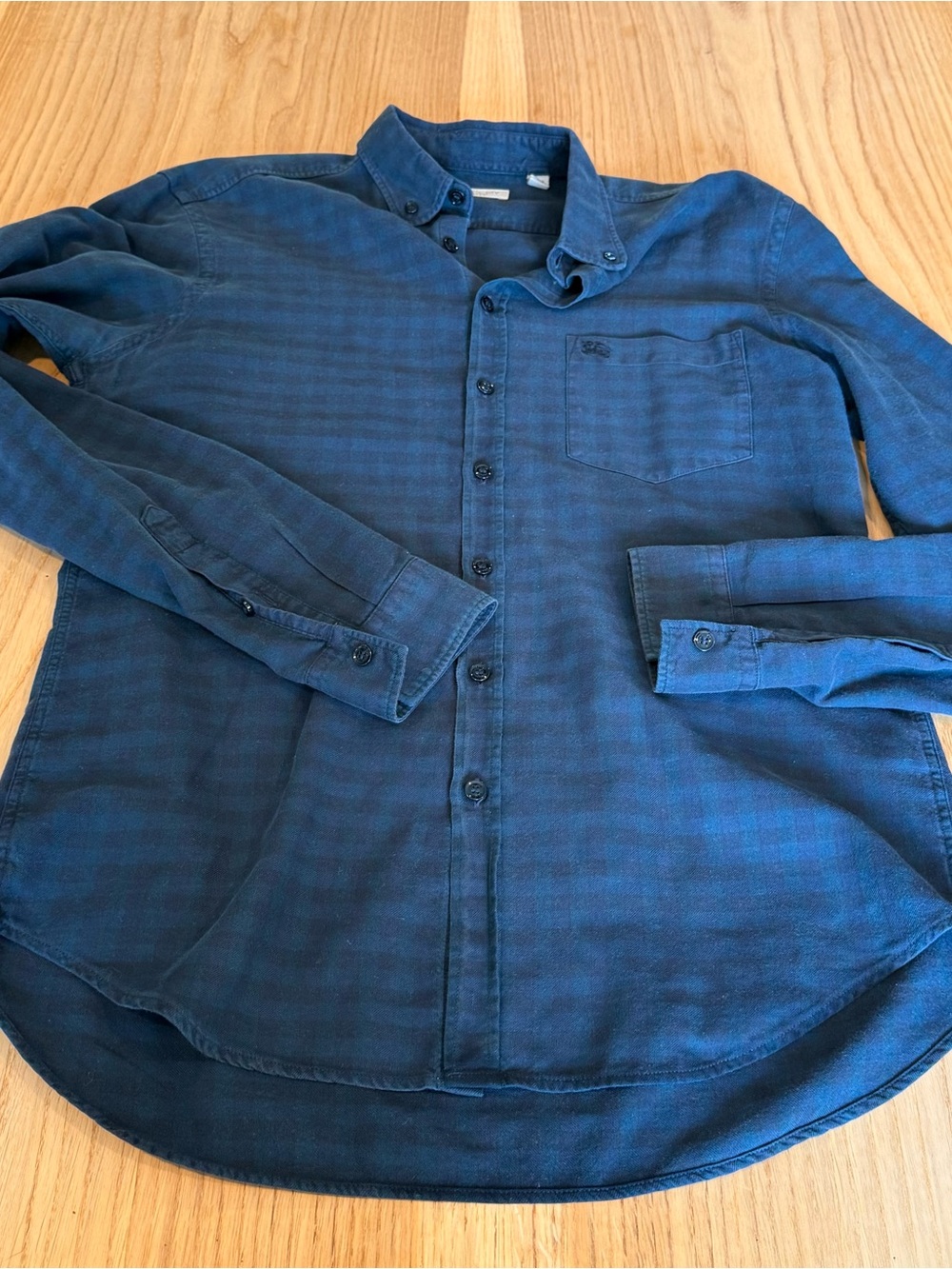 Burberry Men's Dark Blue Button-Down Long Sleeve Shirt